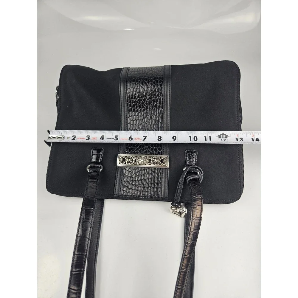 Brighton Matilda Organizer Tote Black Croc Trim‎ Bag w Box Dustbag Charm